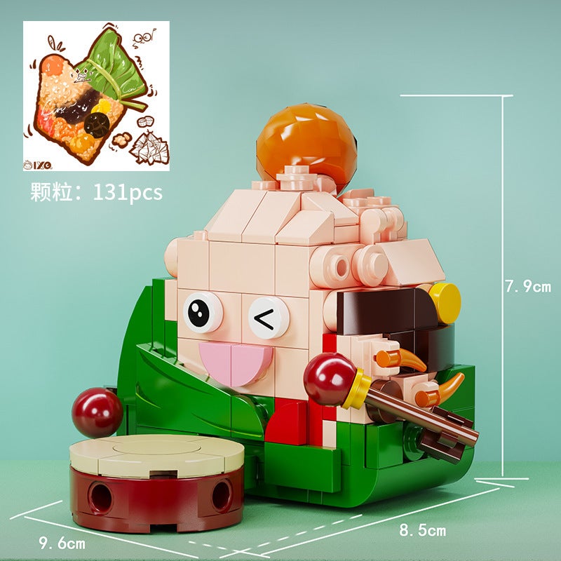 Compatible With Lego Chaoshan Wenchuang Red Peach Zongzi Building Blocks Assembled Toys Mid-Autumn Moon Cake Dragon Boat Festival Gift Items - Image 5
